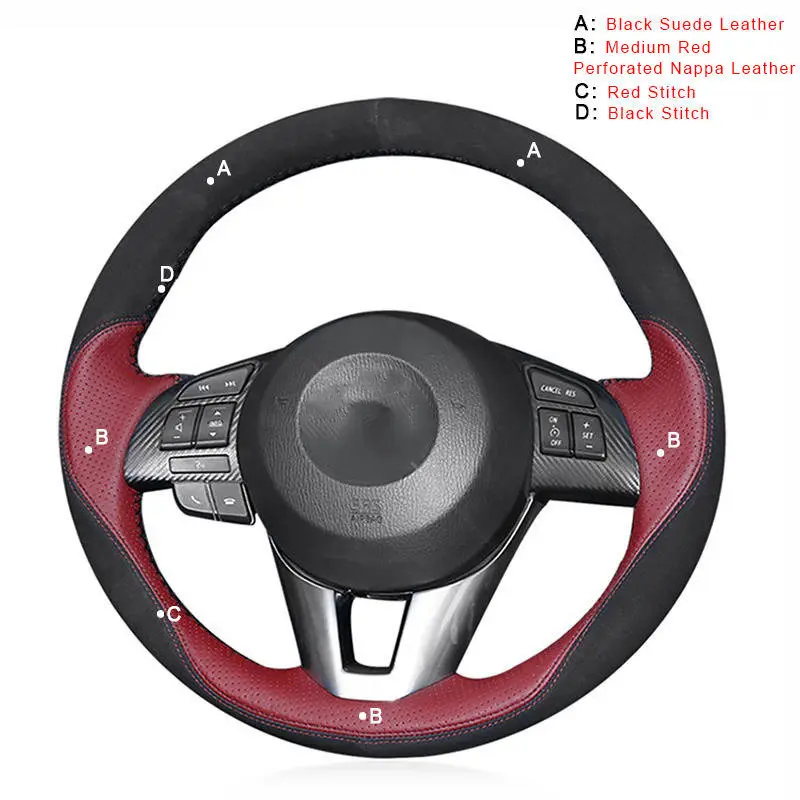 Suede and Nappa Автомобильная оплетка на руле для Mazda 3 Axela Mazda 6 Atenza Mazda 2 CX-3 CX-5 Scion iA DIY Авто оплетка крышки - Название цвета: Suede and Nappa