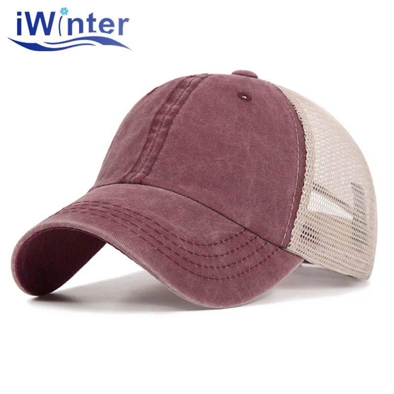 Новинка 2020 бейсбольные кепки для женщин и мужчин Промытые дышащие сетчатые