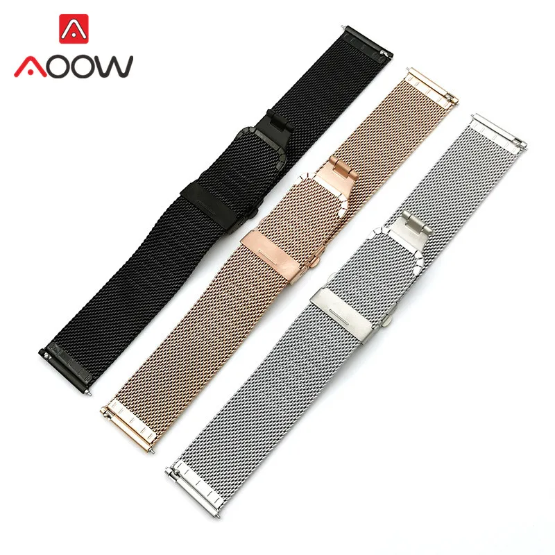 

16mm 18mm 20mm 22mm Milanese Loop Stainless Steel Strap Folding Buckle Watchband Men Women Metal Replacement Watch Band for DW