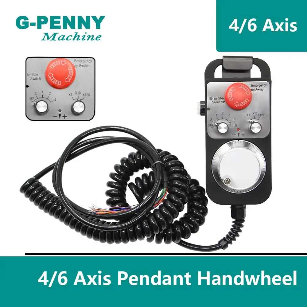 Volante com E-stop Interruptor de Emergência Roda de Mão Frete Grátis! Eixos 6 Mach3 Mpg Pingente 100 Pulso Eletrônica Cnc 4