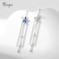 thaya original design women earrings elegant tassel flowers earrings cute silver needle earrings for women fashion fine jewelry