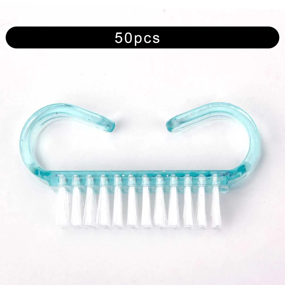 50pcs Bright Green 10/50/100 шт щеточка для чистки ногтей ручка Нейл-арт маникюра и педикюра, инструмент Пластик УФ-гель для ногтей для удаления для очистки от пыли Уход Макияж стиральная - Цвет: 50pcs Bright Green