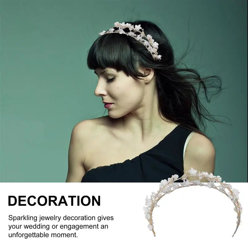 

Double-Layer Crystal Crown Wedding Bride Crown Headdress Flower Pearl Hair Accessory Fashion Pearl Flower Crown For Women Lady