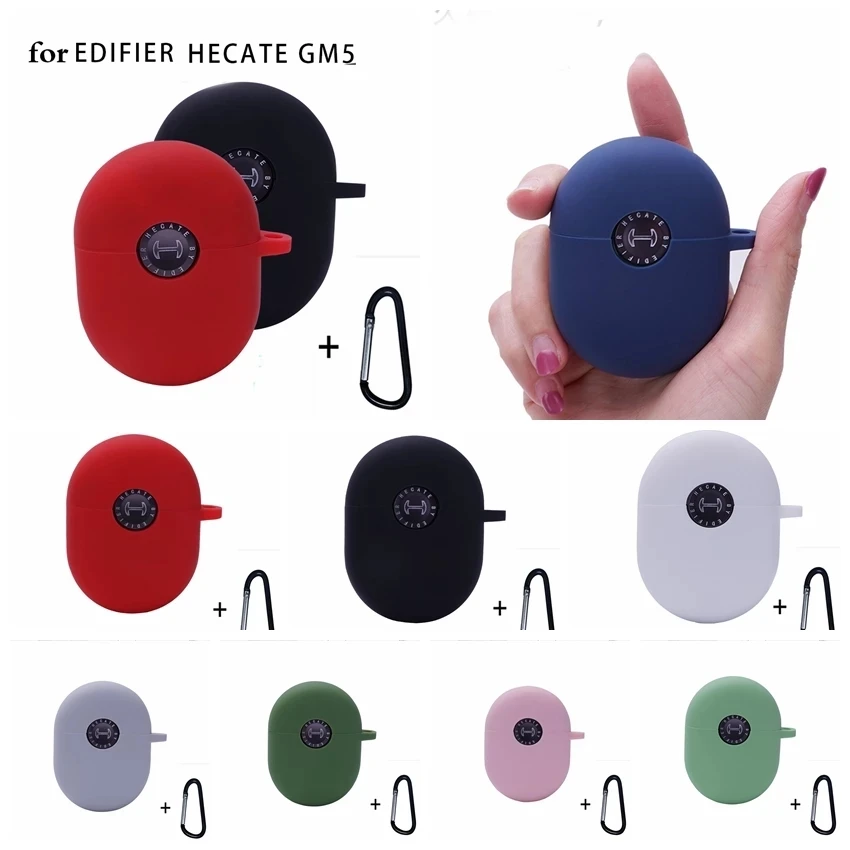 

For Edifier GM5 solid color Scratch Proof Wireless Bluetooth Earphones protective Case with Hook