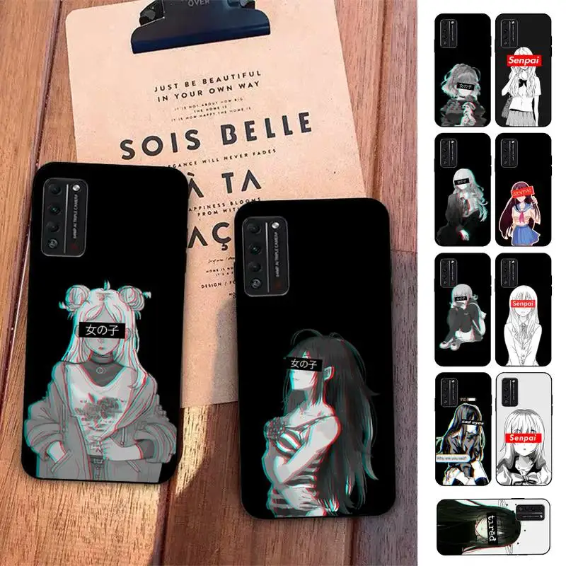 

Sad Anime Aesthetic Senpai Phone Case for Huawei Honor 10 i 8X C 5A 20 9 10 30 lite pro Voew 10 20 V30