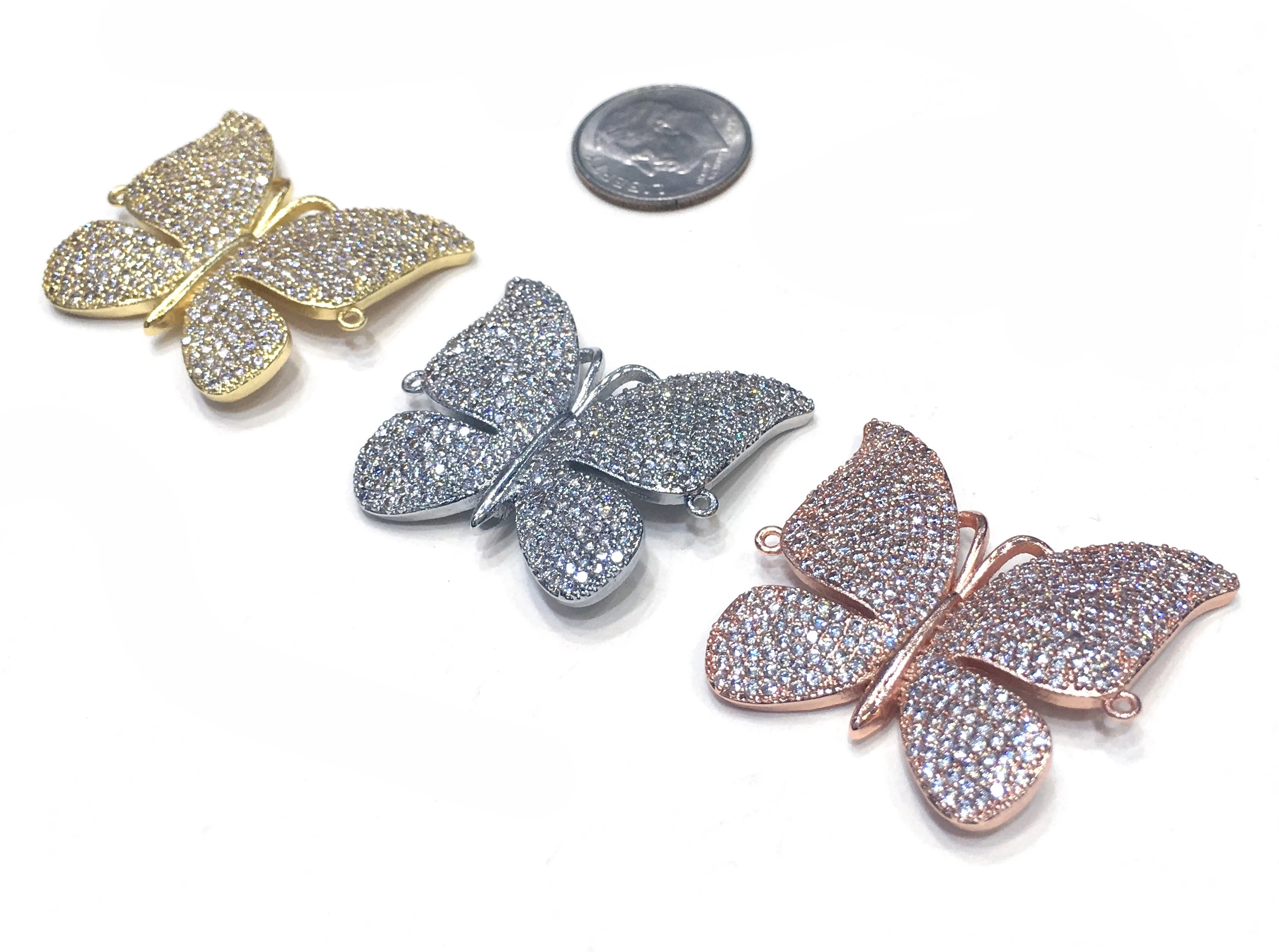 

29x29mm Brass Micro Pave CZ Zircon Butterfly Spacer Charm Finding Beads Accessories Bracelet Necklace DIY Jewelry Design Making