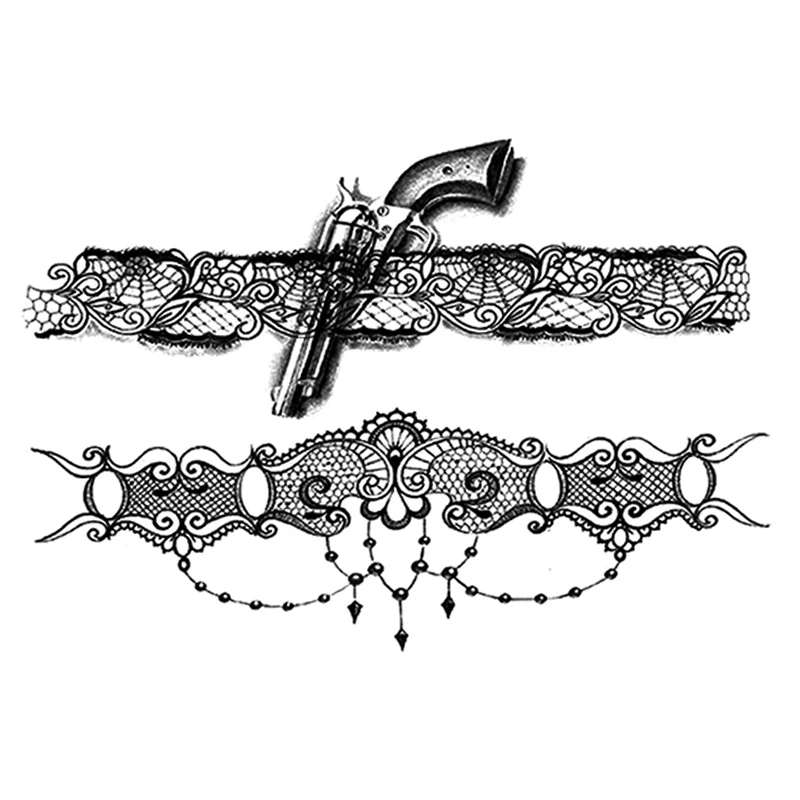 Водостойкая Временная тату-наклейка с большим цветком на руку кружевными краями