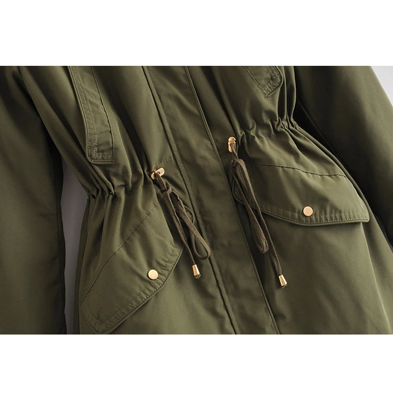 

Autumn Winter Coat Trend Women Padded Warmjacket Bomber Coat Slim Down The Fur On The Hood Female Long Streetwear Zipper Pockets