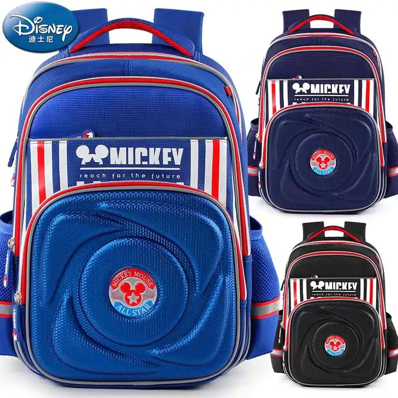 Disney Mickey girls boys school bags 3D cartoon orthopedic breathable backpack age 8-12 years primary school grade 1-5 boys gift