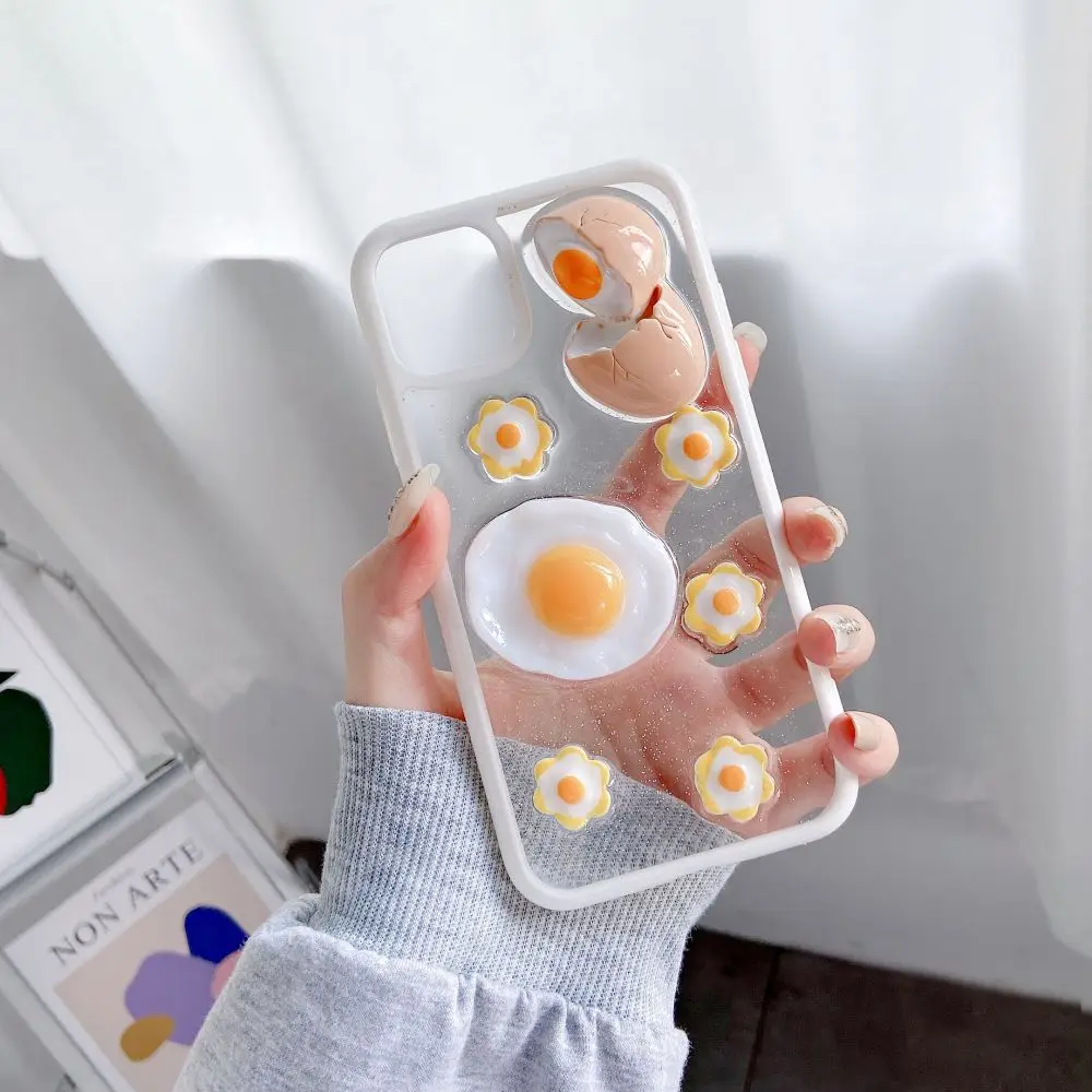 

3D Egg Phone Cases For iphone 12 case XS MAX Glitter Transparent Anti-knock Silicon Cover for Iphone 11 X XS 7PLUS 8PLUS Coque