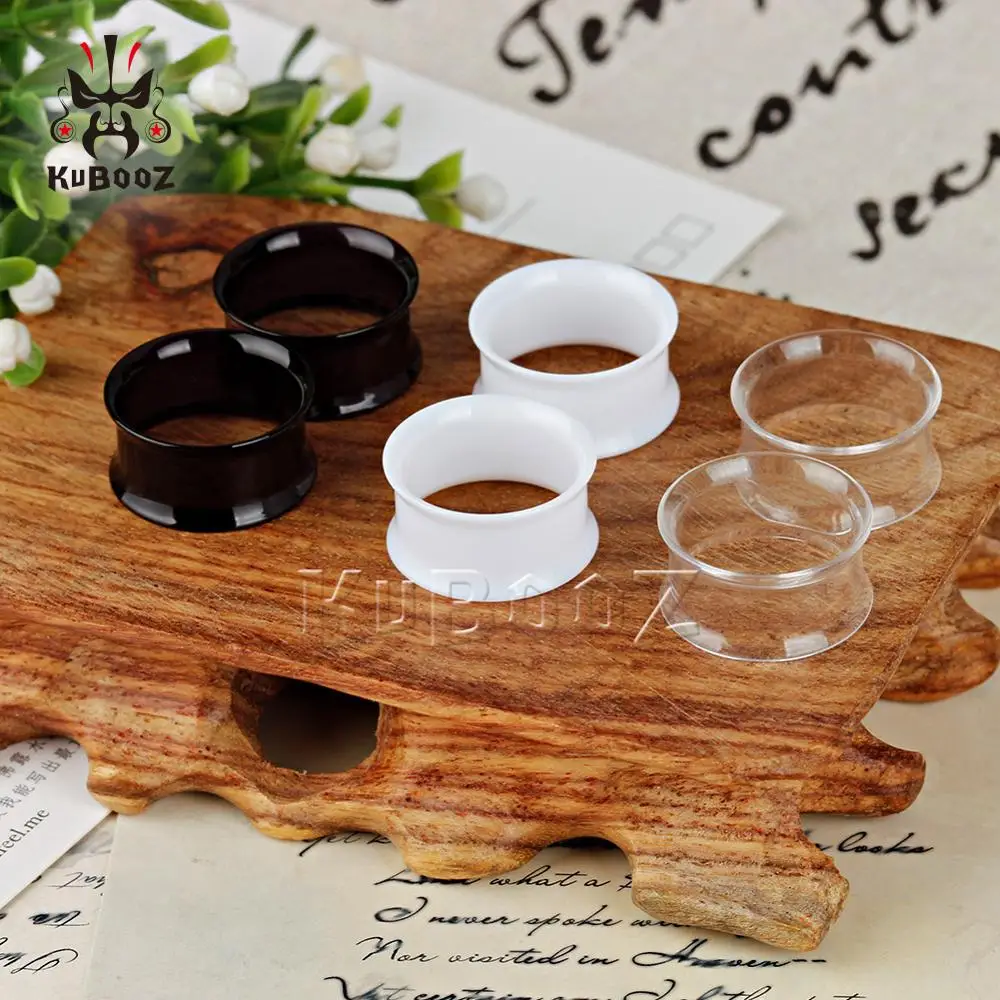 

KUBOOZ Popular Simple Design Acrylic Hollow Ear Tunnels Plugs Expanders Body Piercing Jewelry Earring Gauges Stretchers 2PCS