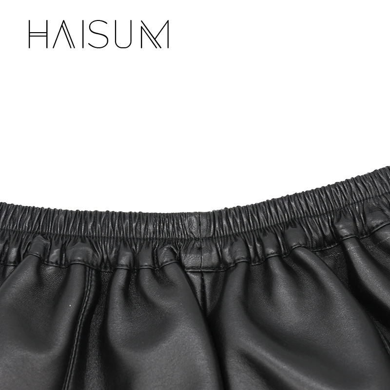 Шорты женские из овечьей кожи с эластичным поясом|shorts female|leather shortsfashion shorts |