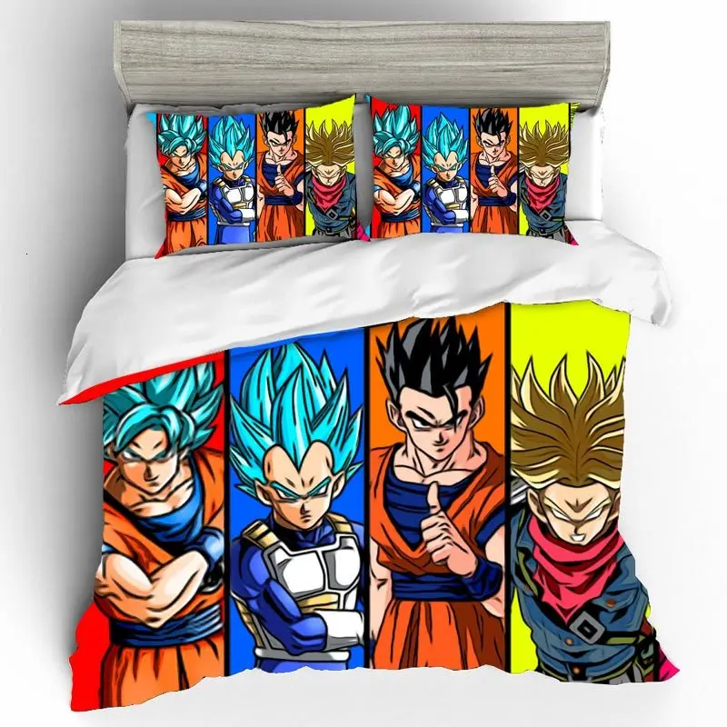 Dragon Ball постельное белье из хлопка домашний текстиль постельное белье высокого качества 3D комплект постельного белья королевского размера детское постельное белье Комплект пододеяльника 2 человека