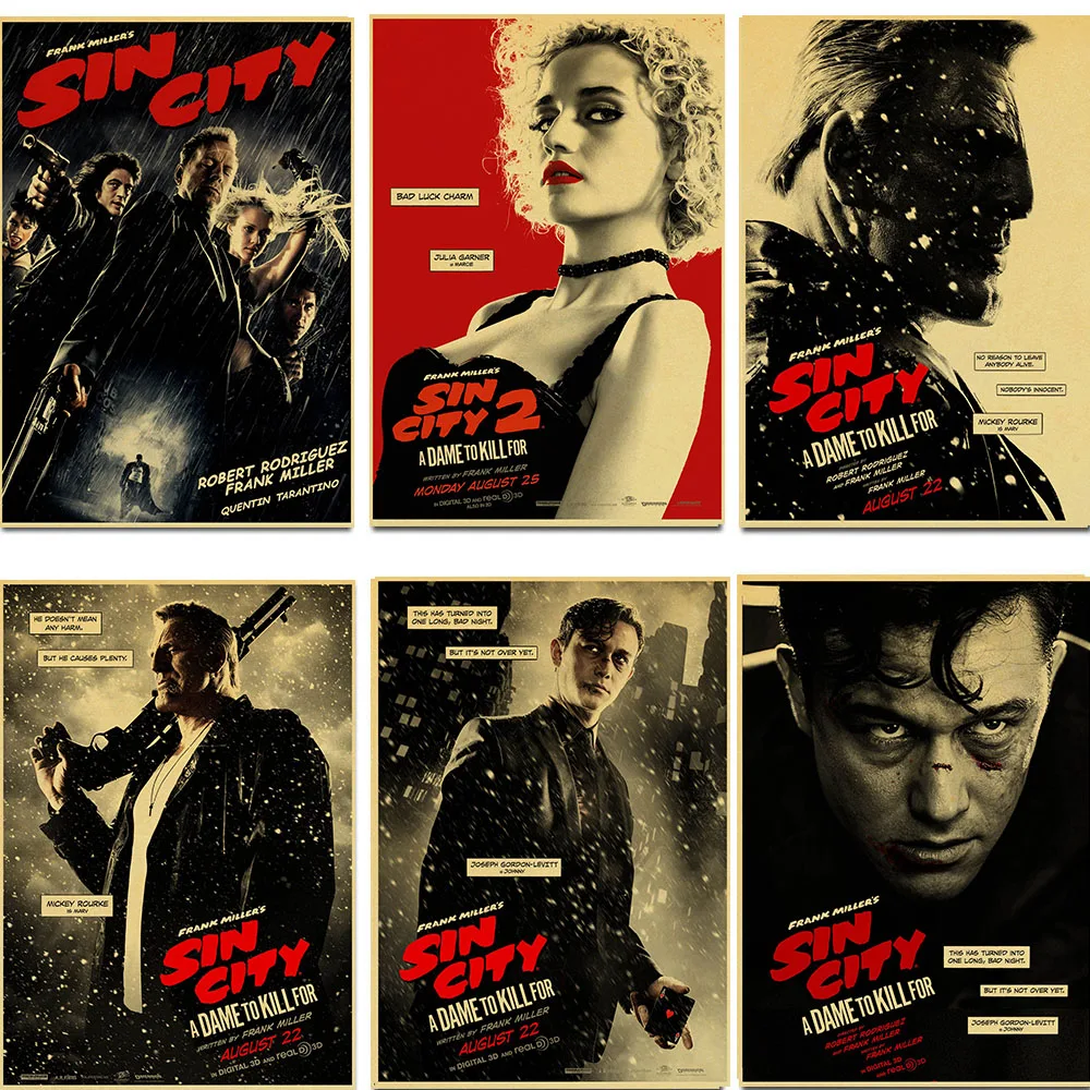 

Sin City kraft poster Retro Poster Vintage poster Wall Decor For Home Bar Cafe Personalised Room Decoration