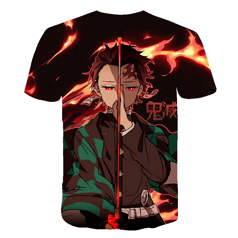 Демон убийца T рубашка для детей принт с героями мультфильмов Kawaii Kimetsu без Yaiba