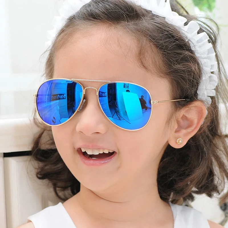 

2021 Classic Sunglasses Girls Colorful Mirror Children Glasses Metal Frame Kids Travel Shopping Eyeglasses Uv400