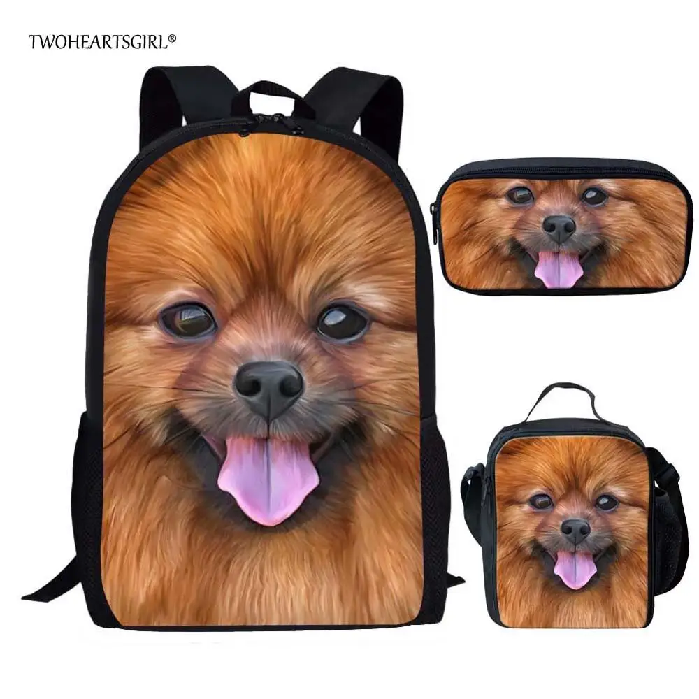 

Twoheartsgirl Cute Pomeranian Print School Bag Sets Cool Child Kids Bagpack 3d Primary Junior Children Bookbags Mochila Escolar