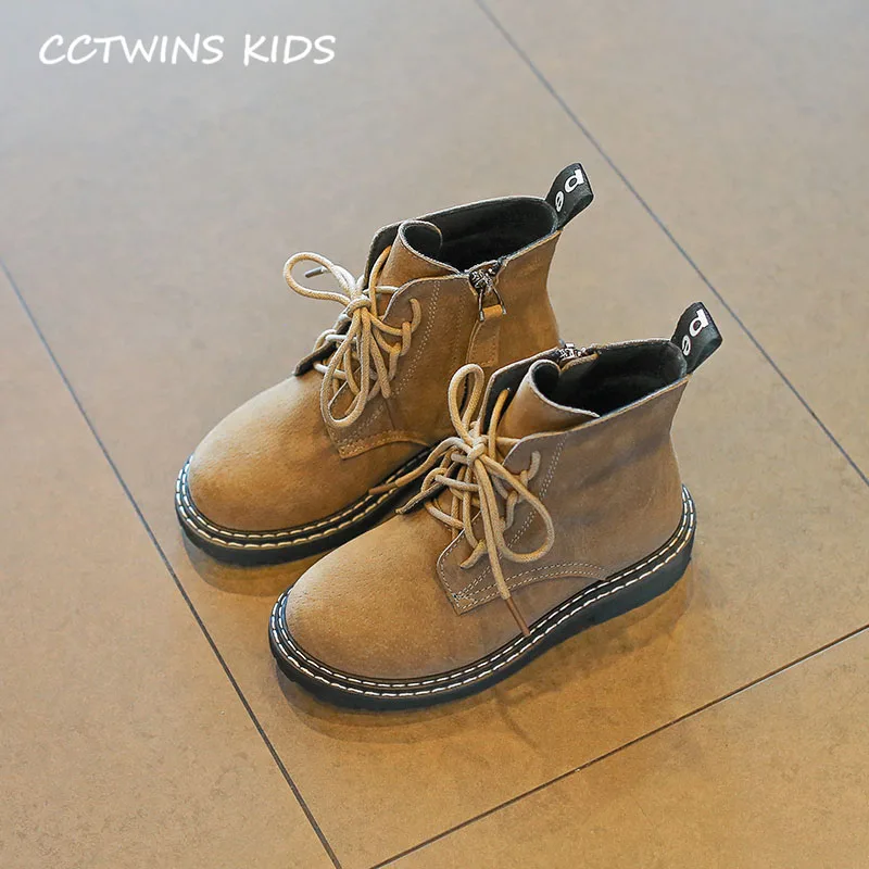 Хаки CCTWINS обувь для детей осень для детей из искусственной кожи; обувь для маленьких детей сапоги Martin для девочек и мальчиков Модные ботильоны черного цвета MB036 - Цвет: Хаки