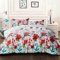 red flowers duvet cover set flower bedding with pillowcases single twin queen king size quilt cover 3pcs