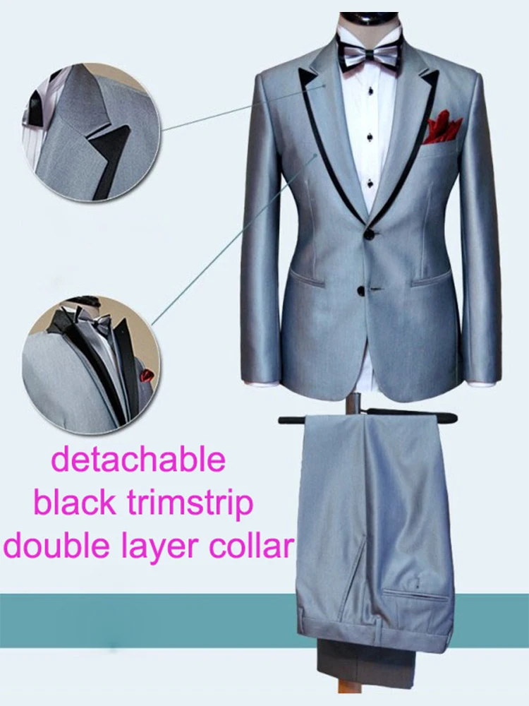 Индивидуальный мужской костюм серебряные мужские свадебные костюмы для мужчин