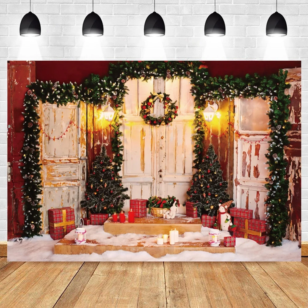

Виниловый фон для фотосъемки детей с изображением рождественской елки двери комнаты