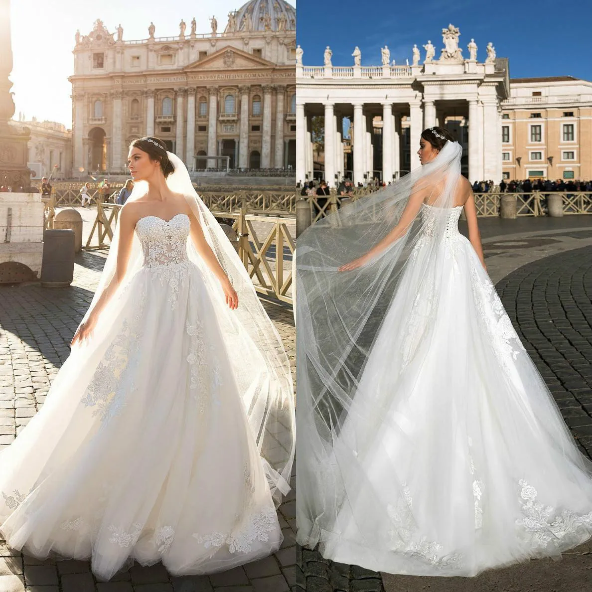 

Neue Ankunft Sexy Strand A-Line Brautkleider Schatz Spitze Appliques Sehen Durch Sweep Zug Hochzeit Kleid Brautkleider