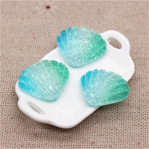 5seashell 20pcs 20 шт новые смолы блеск градиент сердце/звезда/лук/корона/вишня/Seashell Кабошоны украшения Шарм основы для заколок для волос деко - Цвет: 5seashell 20pcs