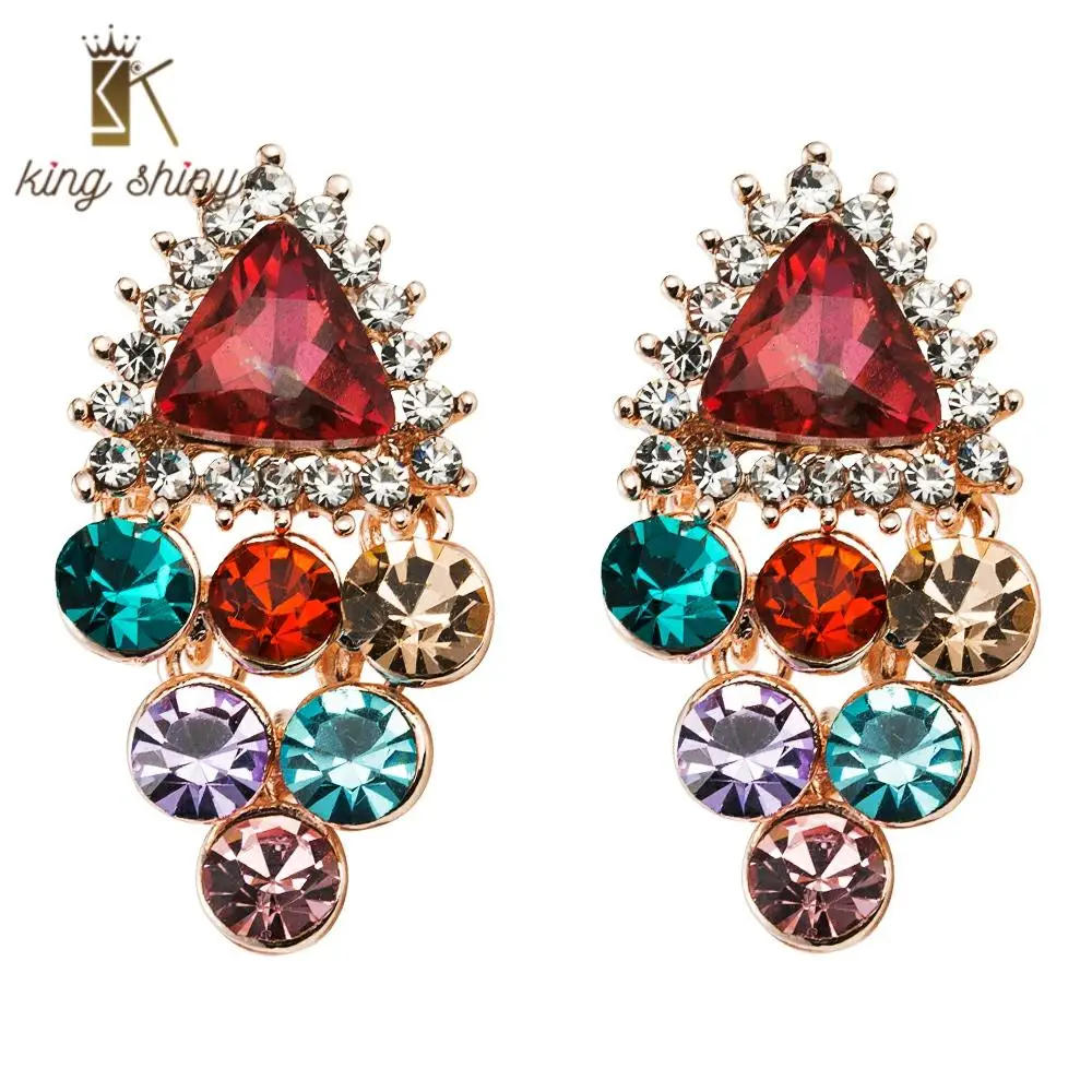 

Shiny Crystal Geometric Statement Stud Earring for Lady Luxury Super Flash Rhinestone Woman Party Banquet Brincos Stud Earrings