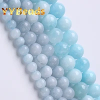 aaa natural stone blue angelite stone beads blue aquamarines round jades beads for jewelry making anklets bracelet 6 8 10mm 15
