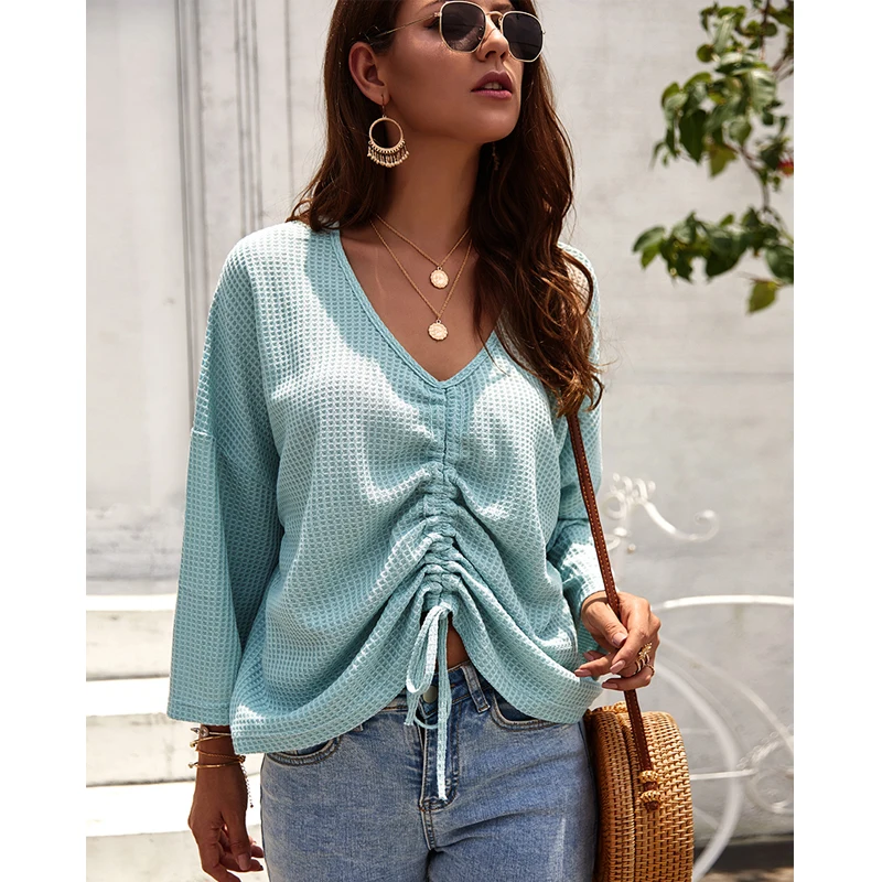 Женский вязаный свитер CINESSD повседневный однотонный пуловер бордового цвета на