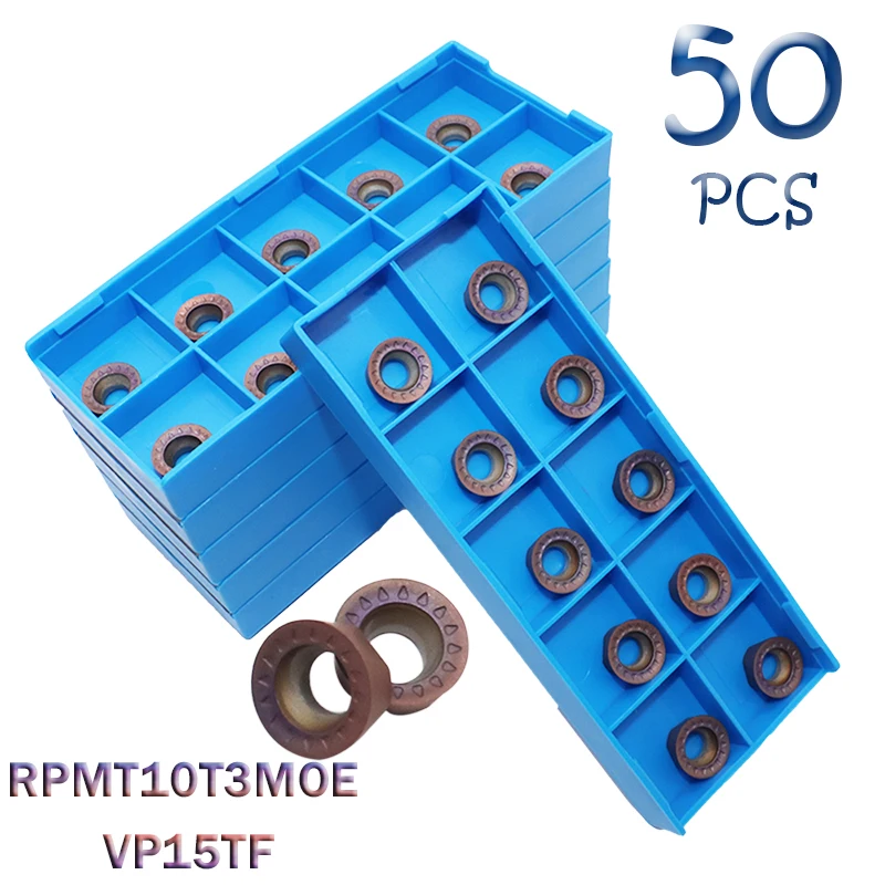

50 шт., карбидные вставки RPMT10T3MOE VP15TF, фрезы для резки металла