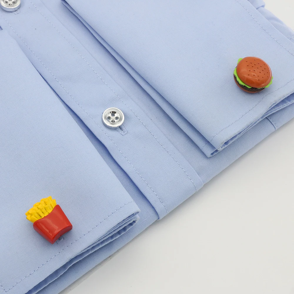 Гамбург И фри запонки для мужчин еда дизайн качество латунный материал желтые