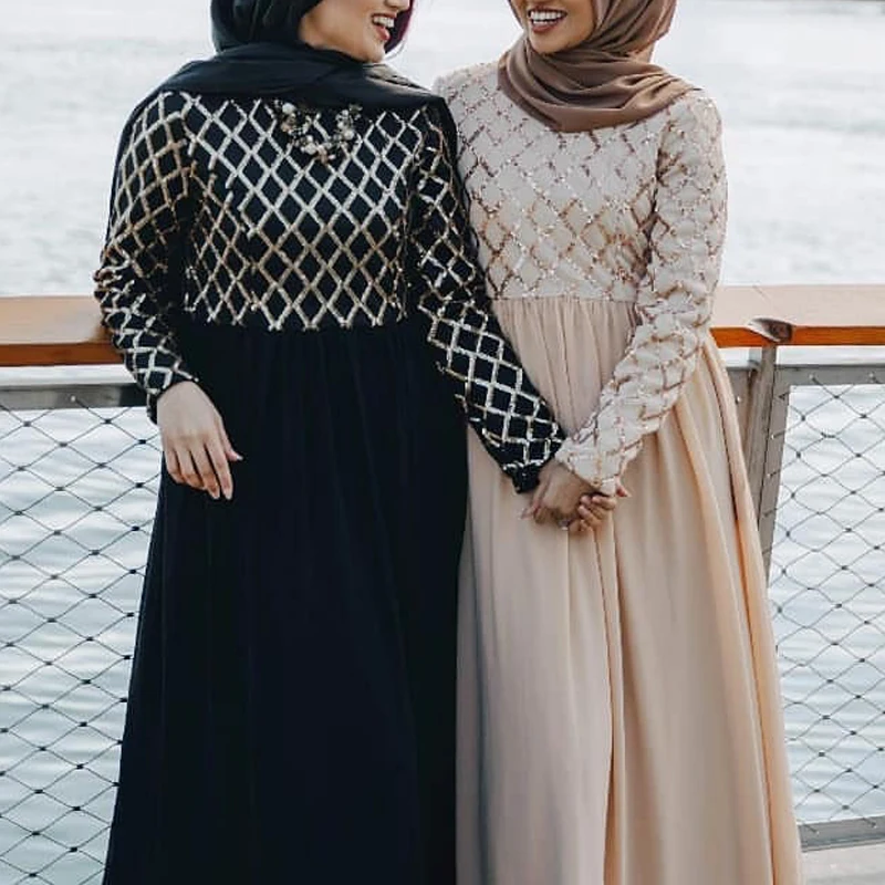 Мусульманское платье с блестками Abaya Дубай турецкий хиджаб Абая для женщин