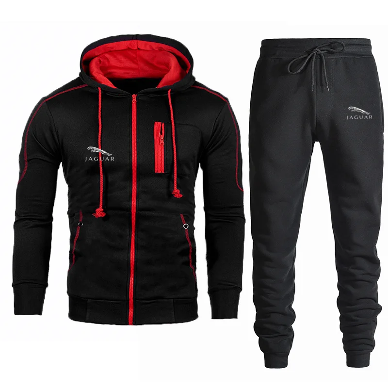 

2021 Jaguar New Men's Women's Couple Fashion Hoodie + Sweatpants Suit Candy Color Pullover Spring Autumn Must-Have Hoodie+4
