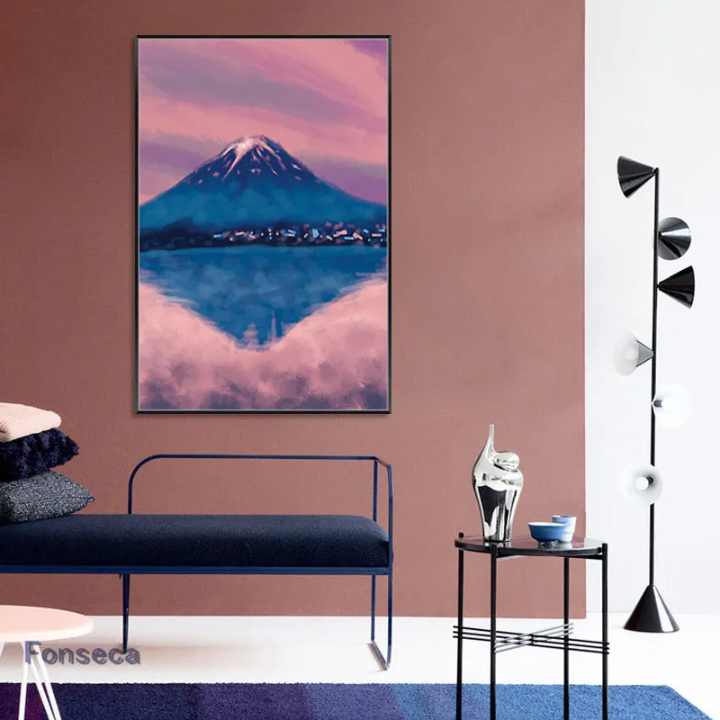 Скандинавский Абстрактный пейзаж холст живопись горы туманный плакат и печать