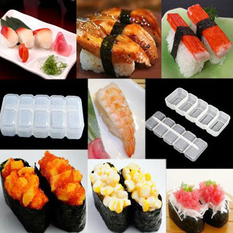 

Five Piece Sushi Rice Ball Mold Nonstick Press Maker DIY Bento Tool Food Grade Plastic Rice Ball Tool Moulds Sushi KitchenTools