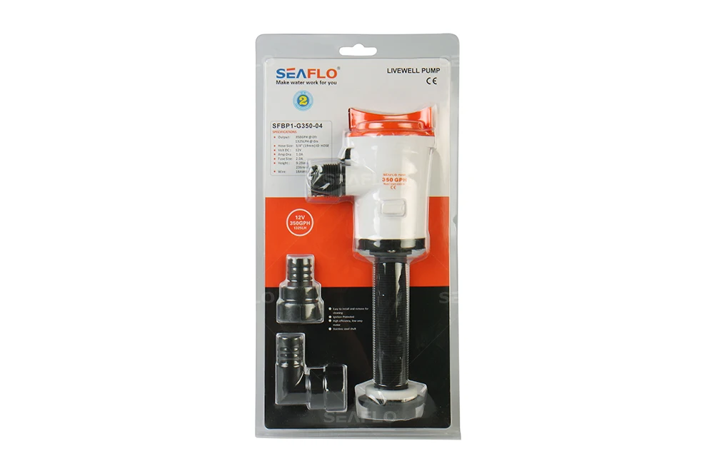 

SEAFLO 12V Live Well Livewell Aerator Impeller Submersible Pump Boat Water Capacity 350 GPH 3/4" Hose Unlike Rule