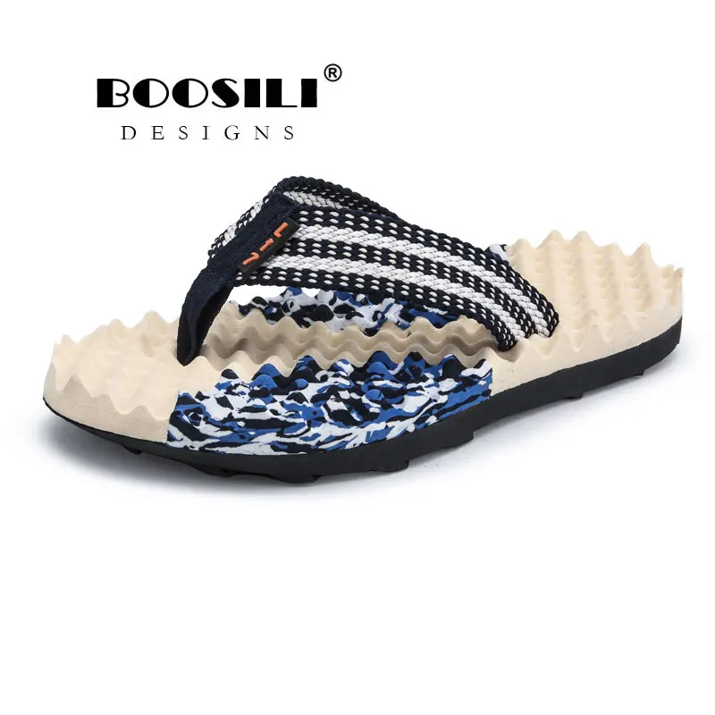 Мужские шлепанцы в полоску повседневные сандалии плоская подошва для душа улицы