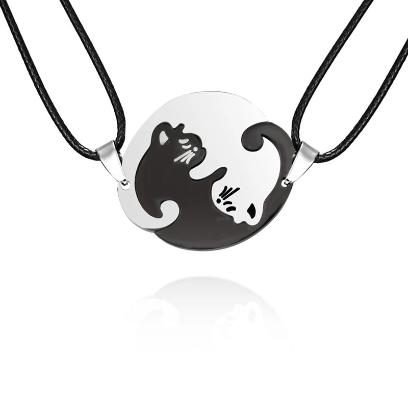 Ожерелье с подвеской в виде животного черный белый кот простой подарок дружбы