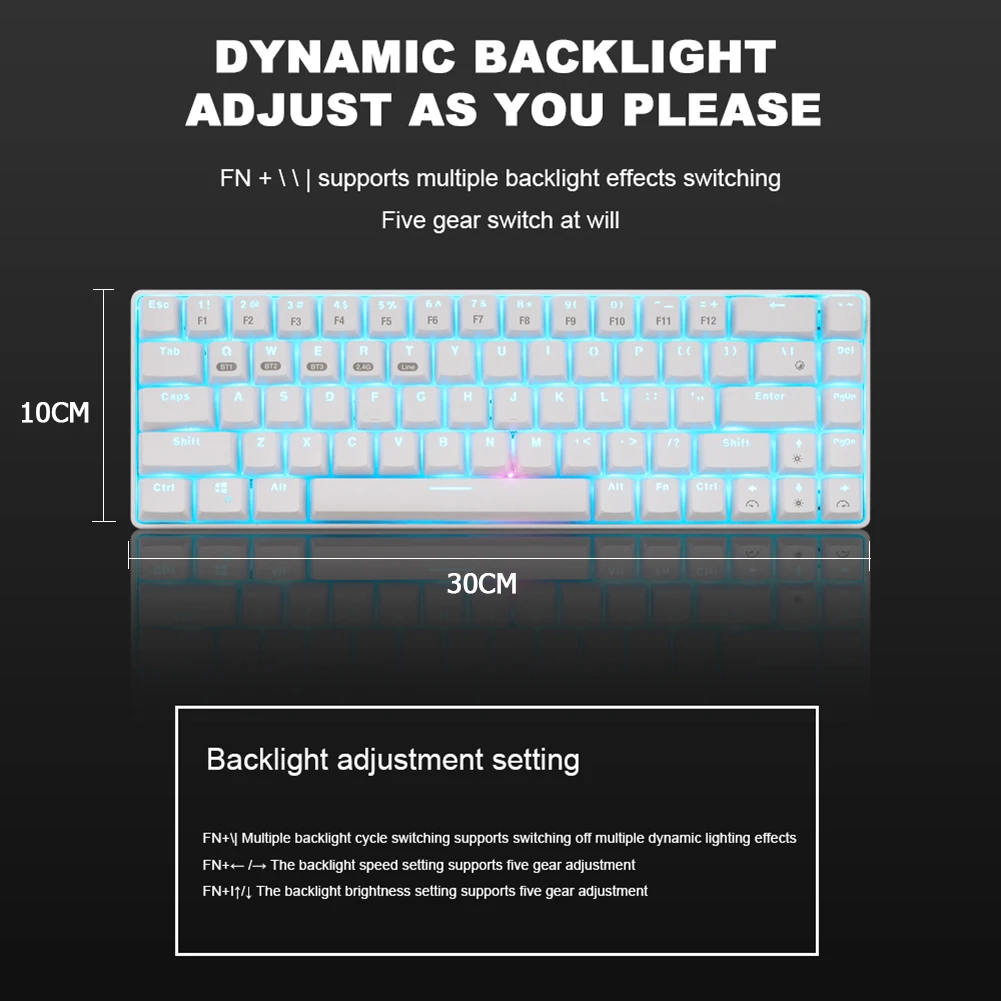 

Mechanical Keyboard 2.4GHz Wireless + 68-Key Multi Device +3 Mode ++ Wired Keyboard for Desktop Laptop Computer PC