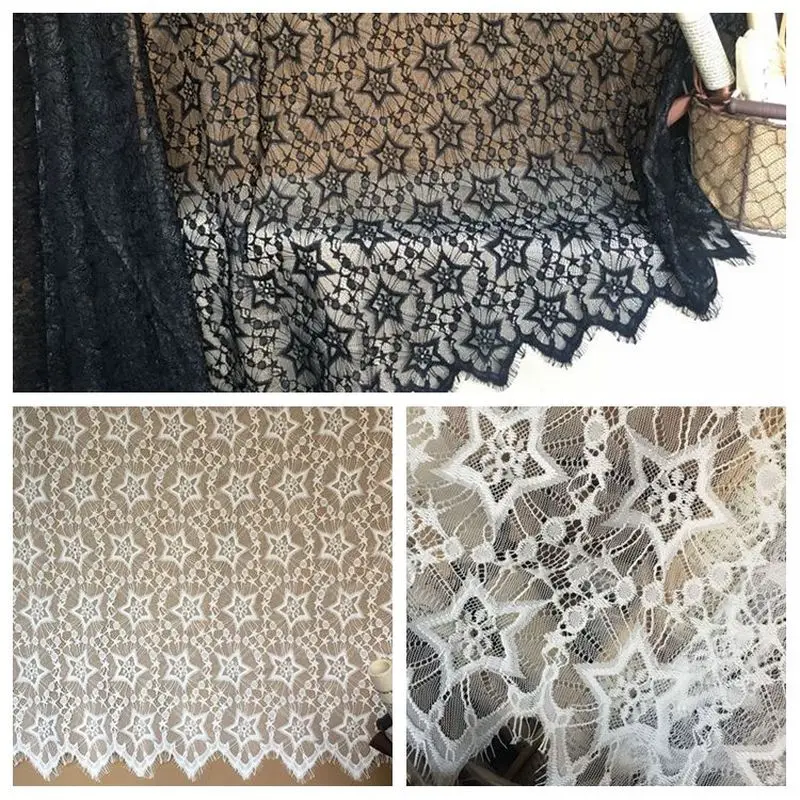 

3M/Lot High quality stars pattern eyelash lace fabric accessorie african fabric 100% Polyester