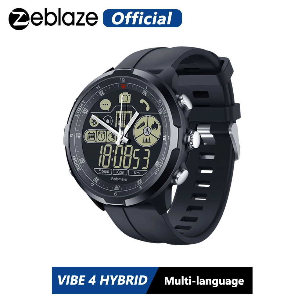 IP67/50 м Водонепроницаемость ZEBLAZE VIBE 4 гибридный прочный умные часы 1,24 дюйма FSTN и механические руки сапфир Стекло Смарт-часы Для мужчин