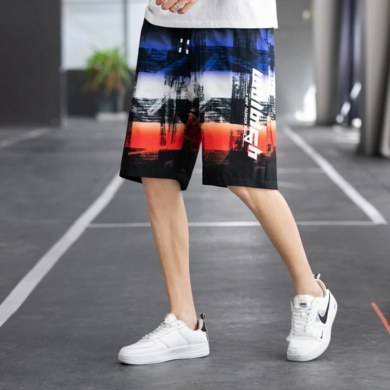 

Summer Shorts Men 2021 Brand New Gradient Color Drawstring Streetwear Loose Short Breeches Men Casual Beach Shorts