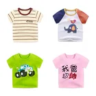 Футболки для новорожденных девочек и мальчиков, хлопковые футболки с коротким рукавом, с мультипликационным принтом, для детей от 0 до 24 месяцев