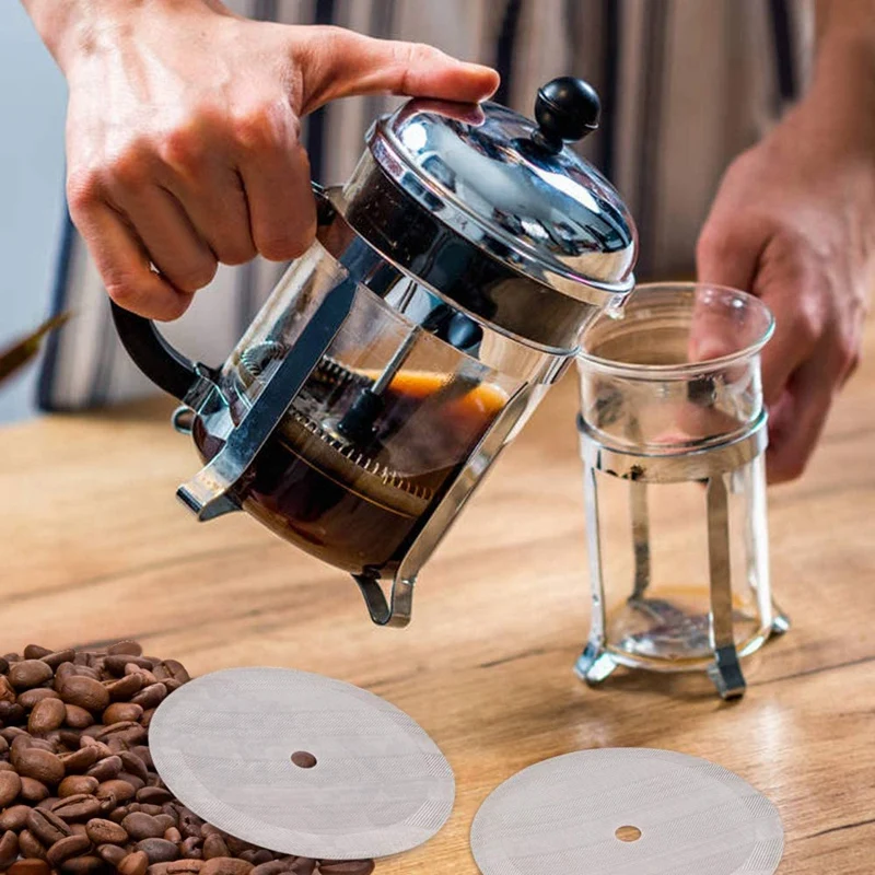 8 шт 4 в нержавеющей стали замена кофе фильтр сетка для 1000 мл чашек французский