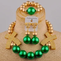 green glass pearl necklace nigerian wedding bride wedding jewelry set african wedding wedding dress accessories sh 61