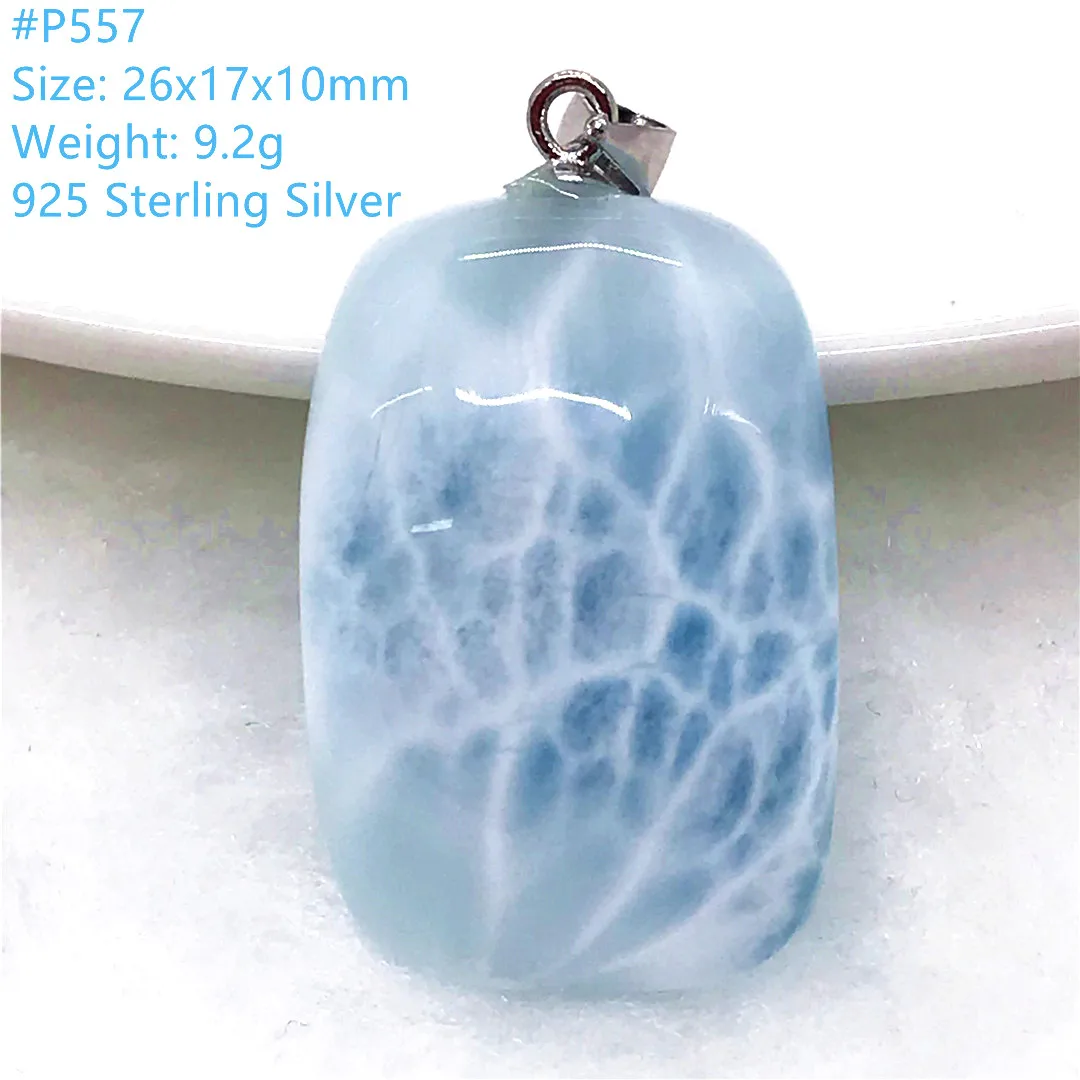 

Top Natural Blue Larimar Pendant For Women Lady Man Healing Gift 26x17x10mm Beads Dominica Crystal Gemstone Silver Jewelry AAAAA