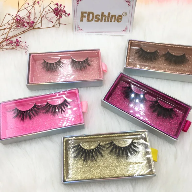 

Mink eyelash 25mm 6pairs/lot with clear drawer lash box cruelty free 5D lashes