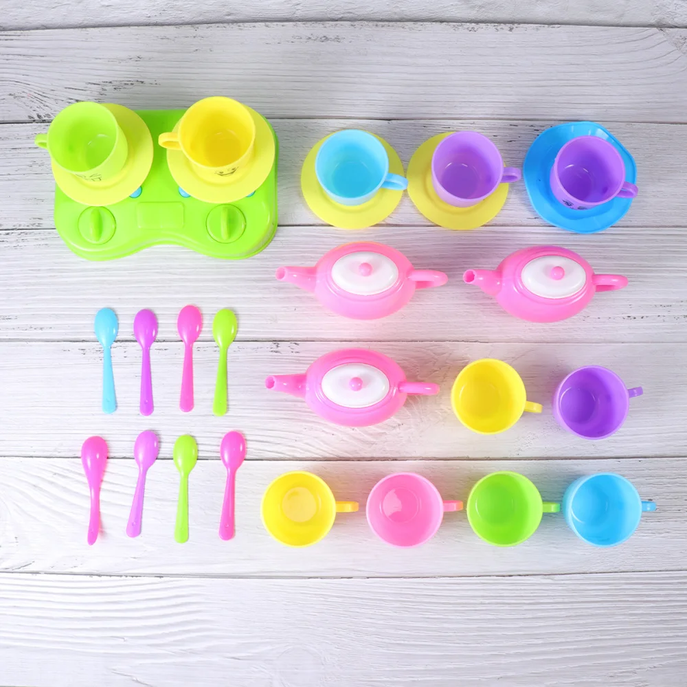 

1 Set of Kids Playing House Tableware Teaware Toys Tableware Plaything Funny Children Toys Colorful Random Color