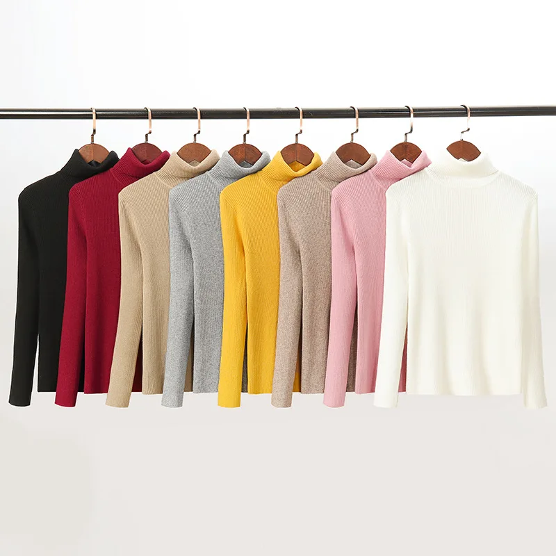 Теплая Женская водолазка HLBCBG плотный вязаный свитер на осень и зиму мягкие